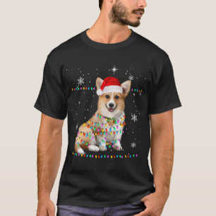 Corgi Santa Christmas Tree Lights Xmas T-Shirt