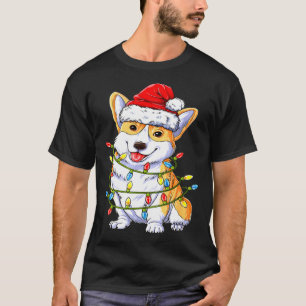 Corgi Santa Christmas Tree Lights Xmas T-Shirt