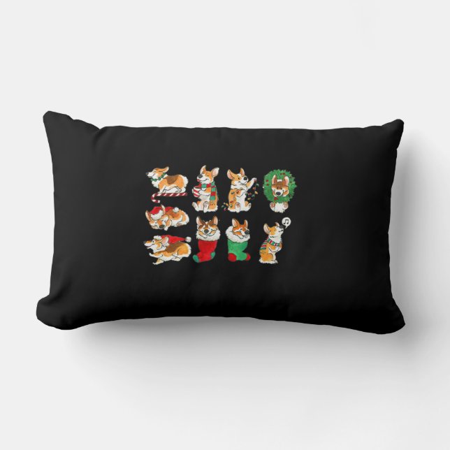 Corgi Santa Christmas Xmas Funny Christmas Lumbar Cushion (Front)