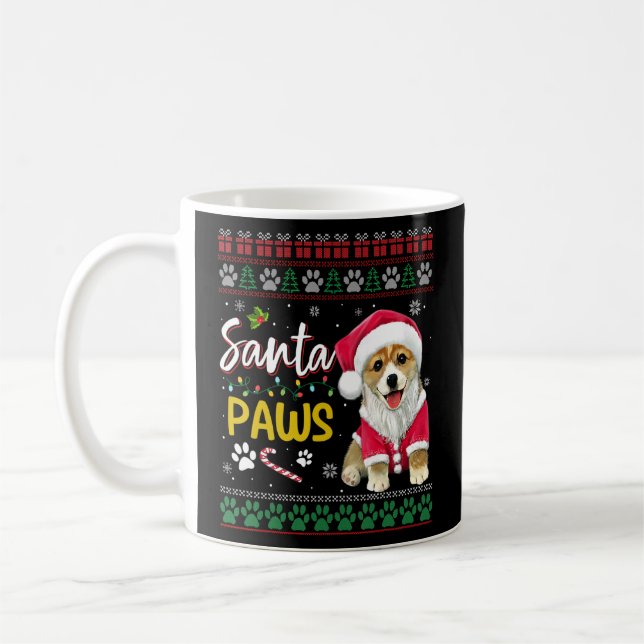 Corgi Santa Dog Paws Christmas Dog Family Christma Coffee Mug (Left)