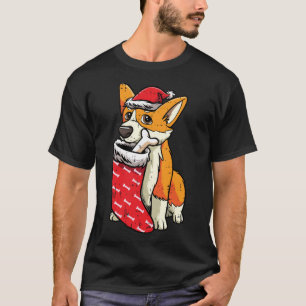 Corgi Santa Hat Christmas Pajama Cute Dog Puppy X- T-Shirt