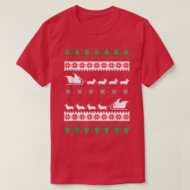 Corgi Santas Reindeer Christmas Ugly  T-Shirt (Design Front)
