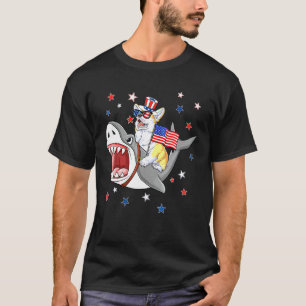 Corgi Shark 4th Of July Dog Mum Dad Puppy T-Shirt