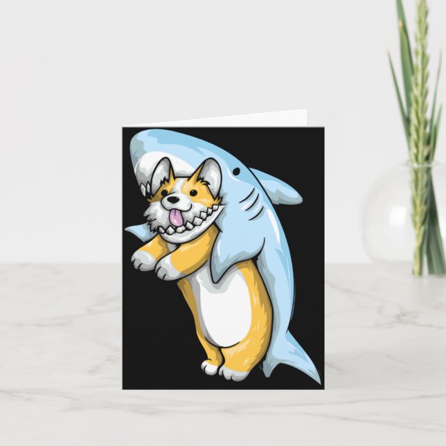 Corgi Shark Funny Corgi Costume 988  Card (Front)