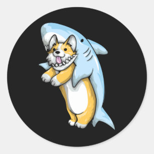 Corgi Shark Funny Corgi Costume 988  Classic Round Sticker
