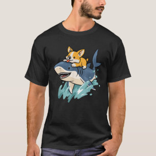 Corgi Shark Funny Corgi Riding Shark Dog Ocean Ani T-Shirt