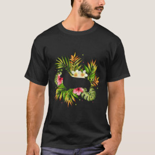 Corgi Silhouette Tropical Leaves 740 T-Shirt