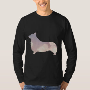 Corgi Silhouette With Pink And Lavender Lights T-Shirt