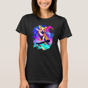 Corgi Skateboarding In Outer Space Retro Vintage S T-Shirt