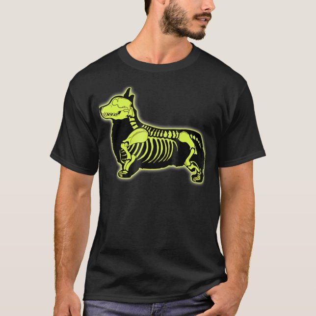 Corgi Skeleton Halloween Men Dog Skull T-Shirt (Front)