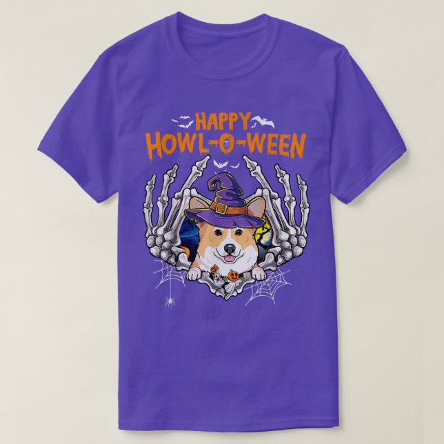 Corgi Skeleton Heart Happy HowlOWeen Costume  T-Shirt (Design Front)