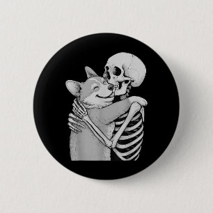 Corgi Skeleton Hug Halloween Dog Lover 6 Cm Round Badge