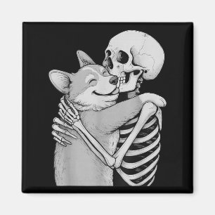 Corgi Skeleton Hug Halloween Dog Lover Magnet
