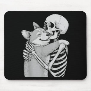 Corgi Skeleton Hug Halloween Dog Lover Mouse Mat