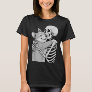 Corgi Skeleton Hug Halloween Dog Lover T-Shirt