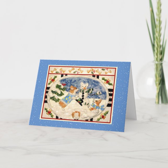Corgi Snowman Christmas Card (Front)
