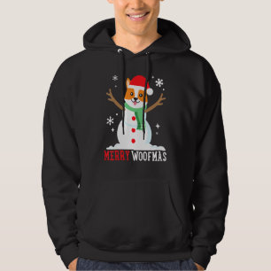 Corgi Snowman Funny Cute Dog Mum Dad Christmas Hoodie