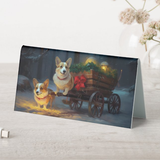 Corgi Snowy Sleigh Christmas Decor  (In SItu (Table))