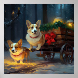 Corgi Snowy Sleigh Christmas Decor