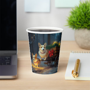 Corgi Snowy Sleigh Christmas Decor Paper Cups