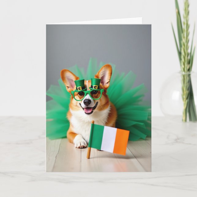 Corgi St Patricks Day Fun Card (Front)