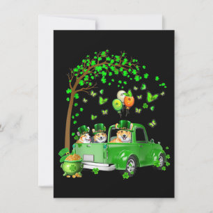Corgi St Patricks Day Green Truck Under The Tree Invitation