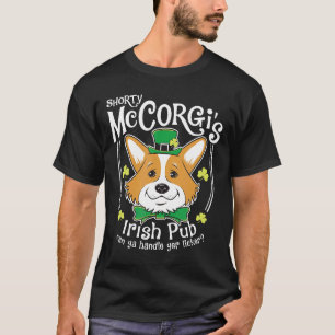 Corgi St Patricks Day Shorty Mccorgi Irish Pub T-Shirt