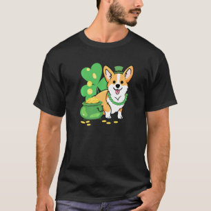 Corgi St Patricks Style With Shamrocks T-Shirt
