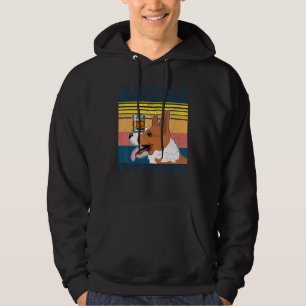 Corgi Stay Home Drink Bourbon And Pet The Dog Vint Hoodie