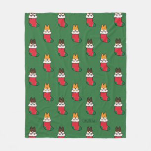 Corgi Stocking Fleece Blanket