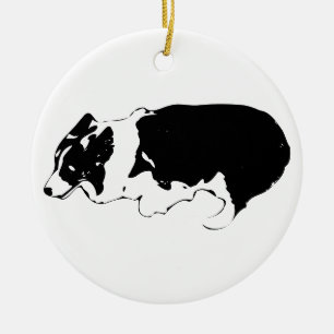 Corgi stride among the lights ceramic tree decoration