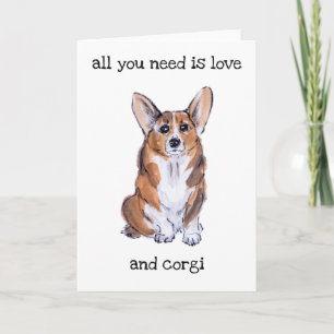 Corgi sumie watercolor painting card