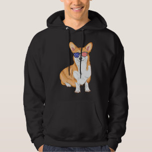 Corgi Sunglasses American Flag Dog Hoodie