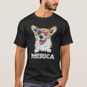 Corgi Sunglasses American Usa Flag 4th Of July Fou T-Shirt