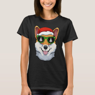 Corgi Sunglasses Christmas Pajama Dog Santa Hat X- T-Shirt
