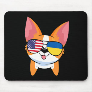 Corgi Sungles Usa American Ukraine Flag Kawaii Mouse Mat
