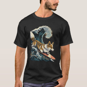 Corgi Surfing Kanagawa Japanese The great wave T-Shirt