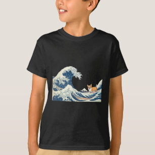 Corgi Surfing On Great Wave Vintage Ocean T-Shirt