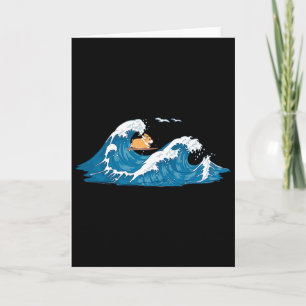Corgi Surfing Wave Welsh Dog Puppy Card