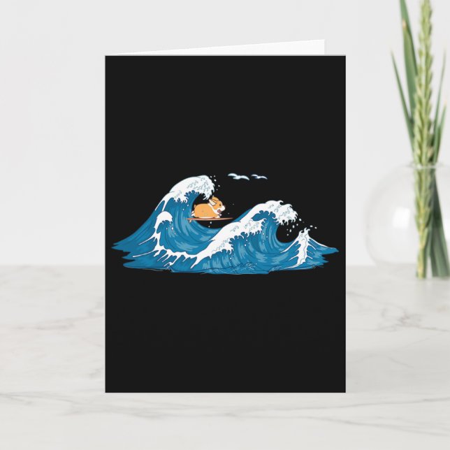 Corgi Surfing Wave Welsh Dog Puppy  Card (Front)