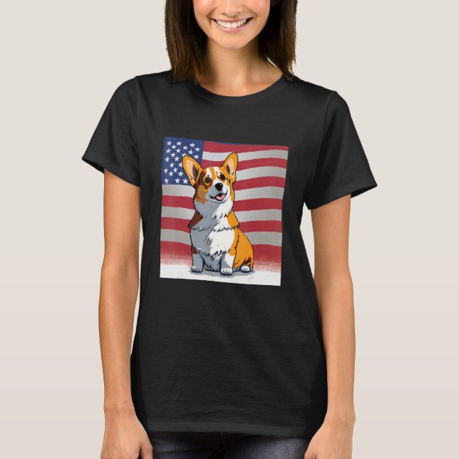 Corgi tees Corgi dog with American flag USA patrio (Front)