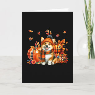 Corgi Thanksgiving Leopard Pumpkins Fall Leaves Lo Card