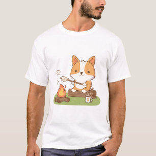 Corgi Toasting Marshmallow At Campfire T-Shirt