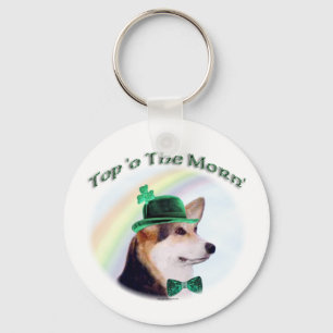 Corgi Top of the Morn'; Corgi St. Patrick's day Key Ring