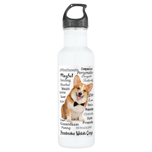 Corgi Traits 710 Ml Water Bottle (Front)