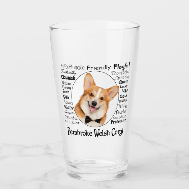Corgi Traits Glass Tumbler (Front)