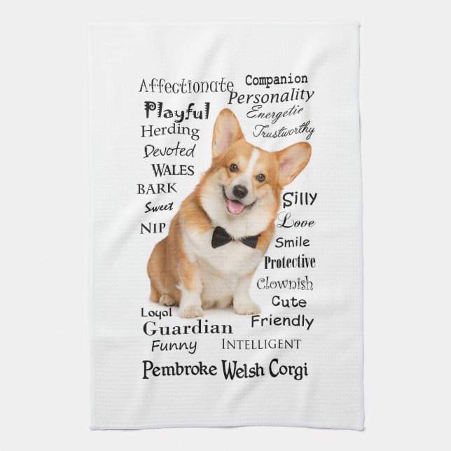 Corgi Traits Kitchen Towel (Vertical)