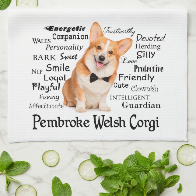 Corgi Traits Kitchen Towel (Folded)
