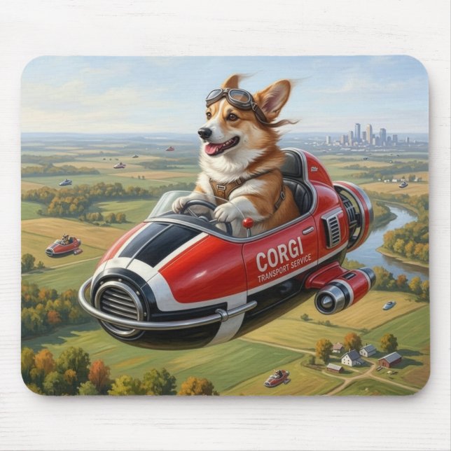 Corgi Transporter Mouse Mat (Front)