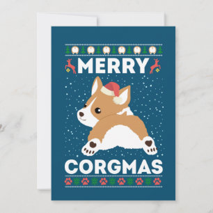 Corgi Ugly Christmas Sweater Style Merry Corgmas Invitation